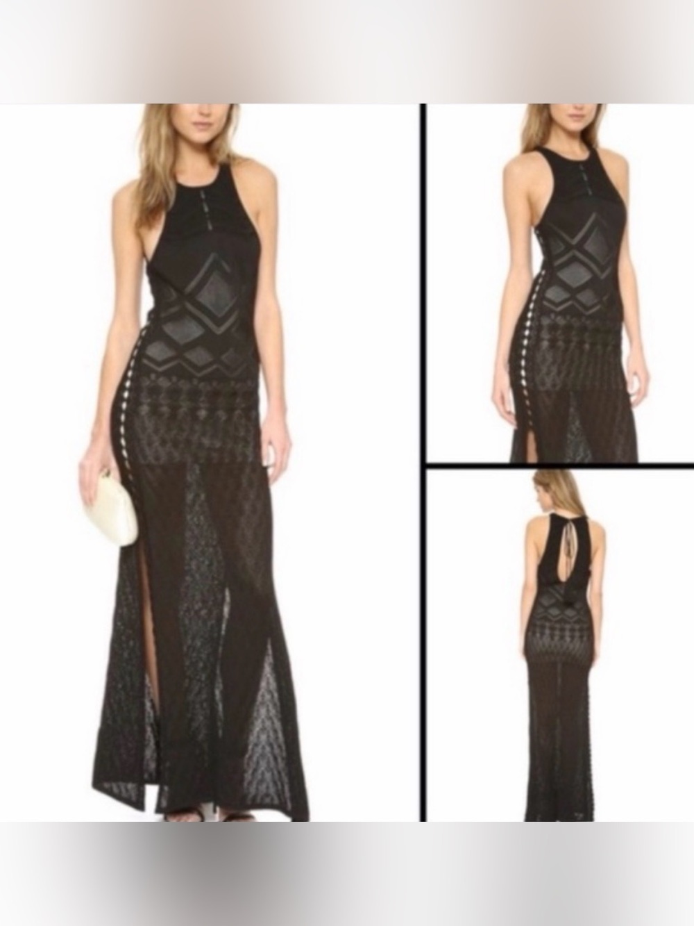 RONNY KOBO Calina black knit maxi dress